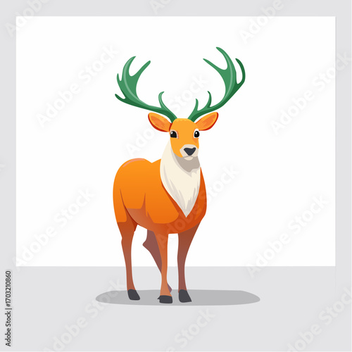 Vector illustration of a reindeer silhouette, minimal flat style, isolated on white background