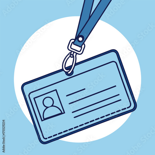 Employee Identification Badge with Photo Placeholder on a Lanyard.