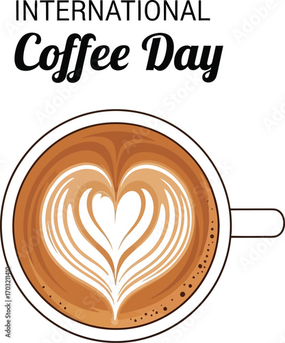 International coffee day with a cup of cappuccino