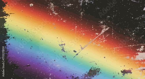Grunge rainbow background with splatters and scratches for creative designs