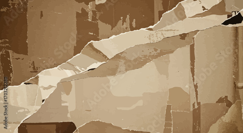 Abstract Collage of Torn Paper in Earth Tones for a Rustic and Textured Design
