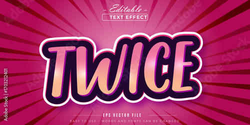 Twice editable text effect with shiny font.