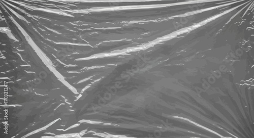 Realistic plastic wrap texture background with gray undertones and glossy highlights