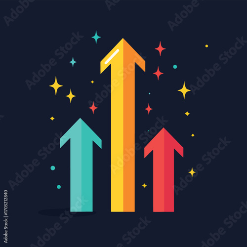 Arrow up to Growth financial trading stock for business. Vector illustration , vector style simple color