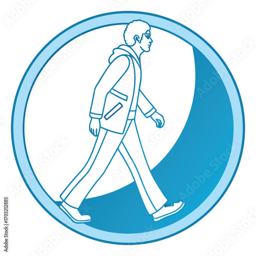 Man Walking in Circle - Symbol of Movement and Direction.