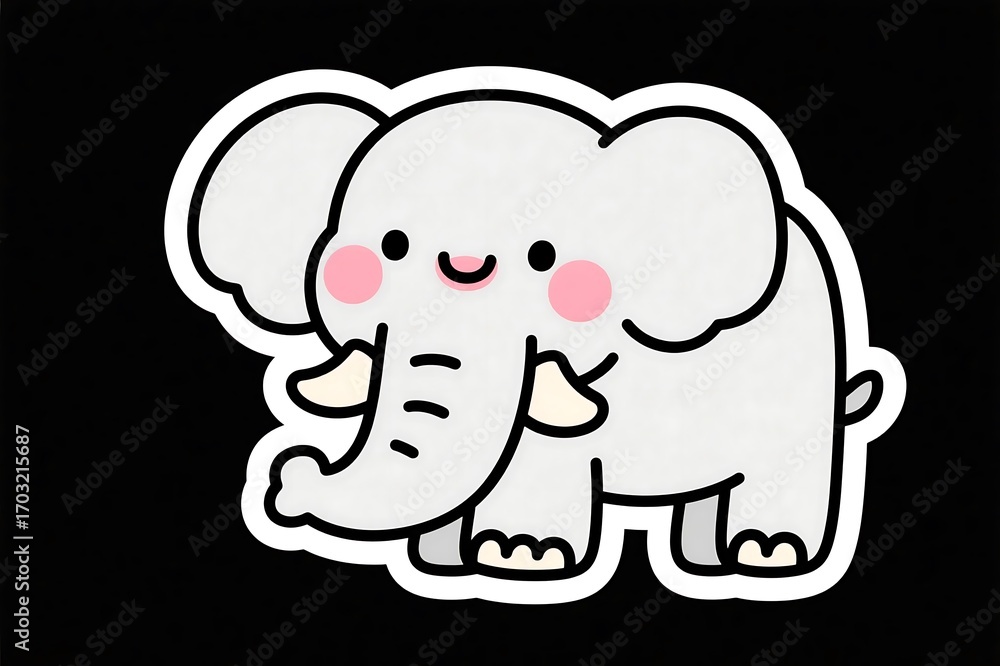 Fototapeta premium Cute cartoon elephant illustration with a cheerful expression.