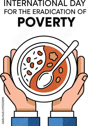 International day for the eradication of poverty concept with hands holding a plate of food