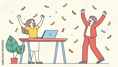 Celebrating Success in Office Environment.