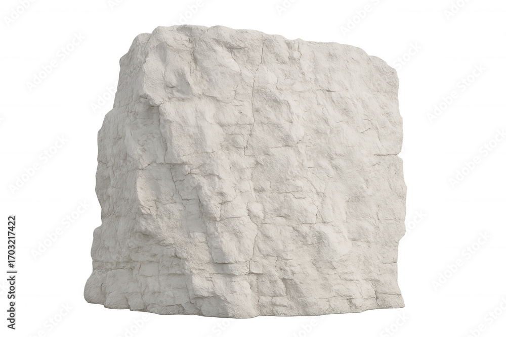 Obraz premium Realistic white rock formation with detailed textures, isolated on transparent background, perfect for nature-themed projects