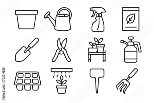 Scoop icon vector icons gardening shears soil watering stand can indoor marker