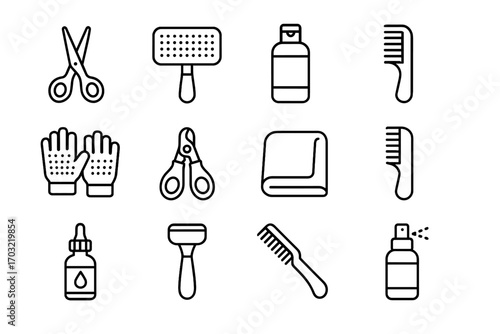Comb brush soft icon grooming vector spray pet essentials cleaning clippers