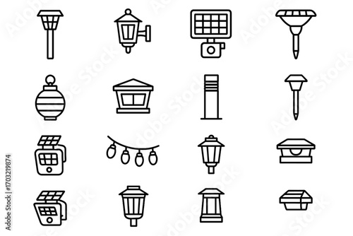 Solar lamp vector motion deck light stake bollard icon post
