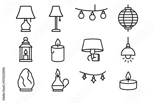 Candle lighting lights vector led icons lamp oil icon lantern mindfulness pendant