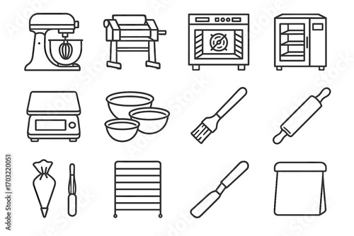 Baking bag steel stand pin vector digital brush tools professional piping icon