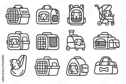 Crate dog portable carrier icon icons vector stroller dogs expandable kennel shoulder