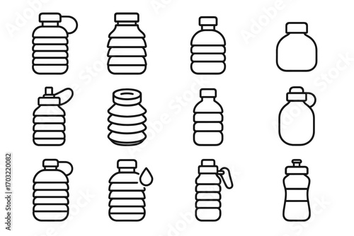 Silicone symbol icon straw vector folding bottle large collapsible icons thermoplastic