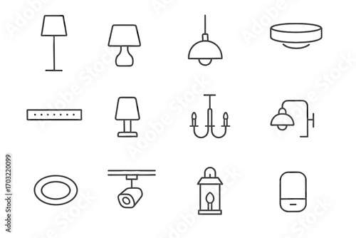 Icon wall chandelier lamp icons lighting light minimalist vector flush basic desk