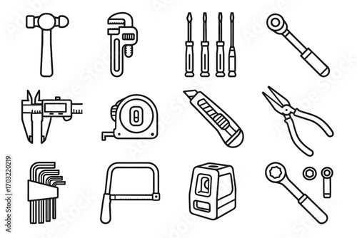 Keys essentials digital retractable toolbox hammer ratchet icon vector precision screwdrivers torque