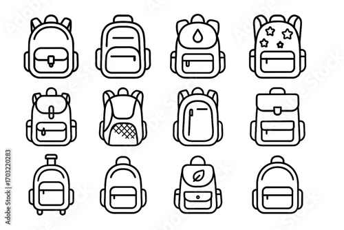Kids vector laptop bag school diverse foldable icon backpack trolley sports