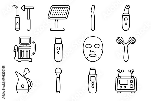 Facial icons skin massage wand cooling vector hydrafacial stick skincare tool roller