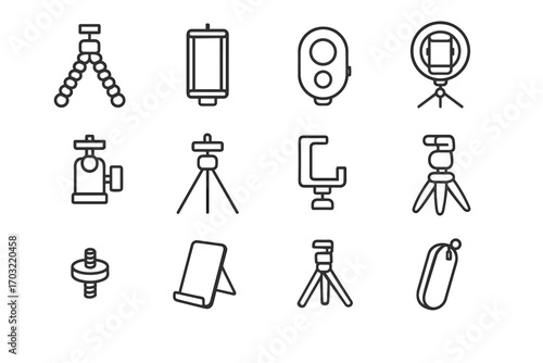 Smartphone mini screw phone tripod icon vector mount legs adapter stand ball