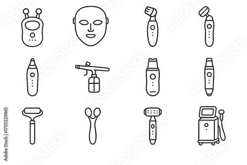 Led infuser device skincare cryo wand vector machine professional tool icons collagen