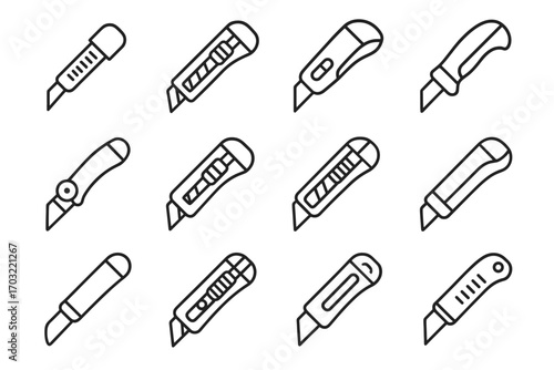 Craft vector short safety guard blade knife knives tip handle icon