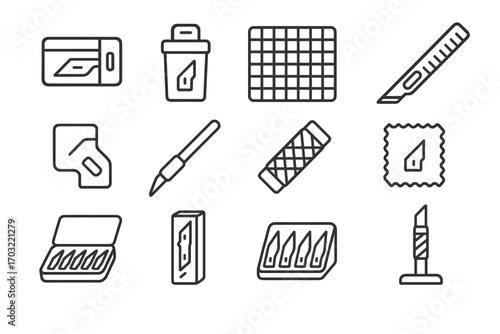 Craft box vector organizer knife storage ruler mat stand icon blade