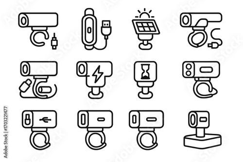 Mini magnetic vector usb docking lights icon rechargeable solar bike light