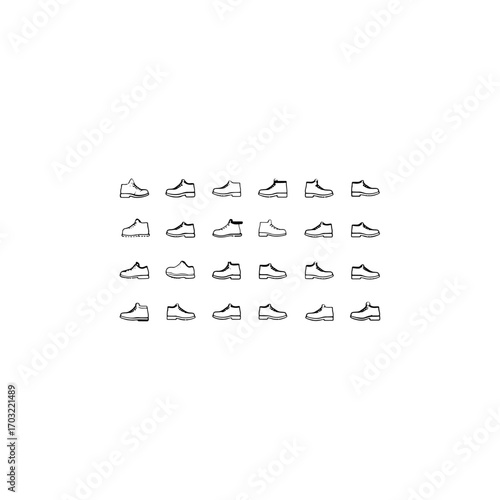 Silhouette shoe icon set