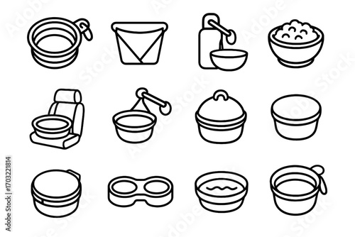 Pet fabric waterproof dual vector icon compact travel food bowl