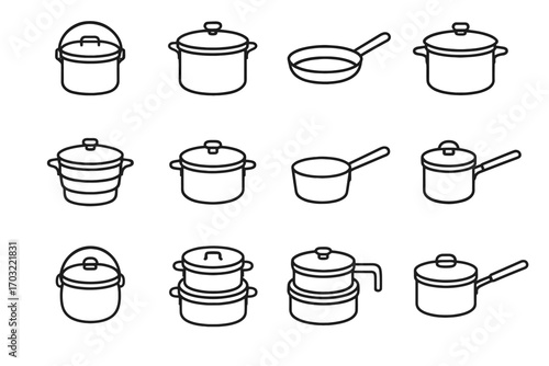 Collapsible backpacking camping folding icons iron pan vector icon cast stainless cookware