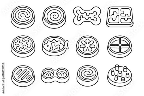 Compartment interactive puzzle bowl double vector maze slow feeder icon