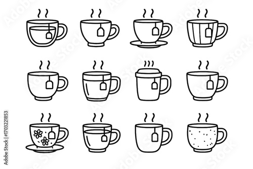 Vector tea icon clay cups porcelain stainless rustic herbal insulated cup transparent