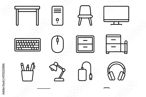 Wireless vector keyboard compact desktop light pen icons workstation icon small cabinet