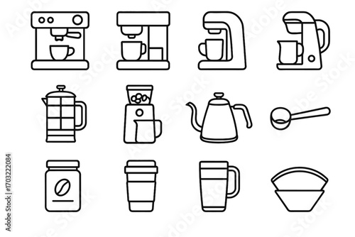 Espresso spoon maker vector drip icons countertop brewing machine coffee icon storage
