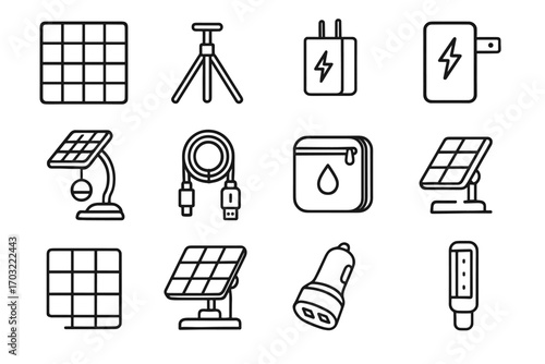 Icon vector mount sheet usb cell reading solar charging charger