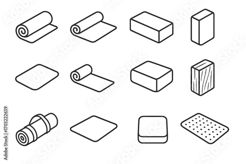 Mat gear into icons vector yoga icon dots top block textured unfolded