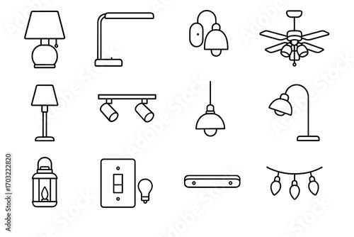 Lights home vector lighting lamp ceiling icons standing switch icon light reading