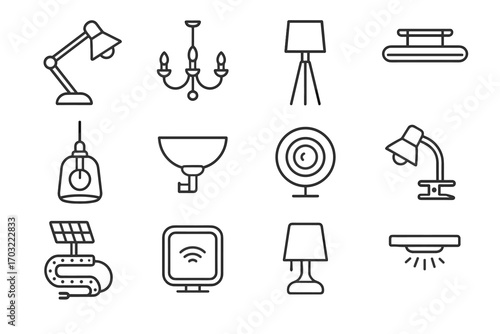 Desk lighting ceiling icon vector solar tube spotlight icons panel lamp home