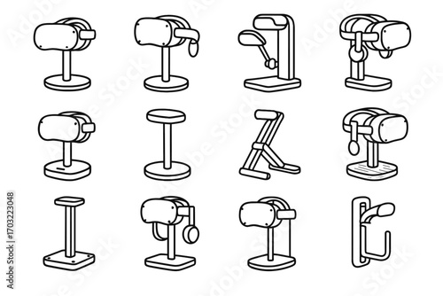 Rest stand extendable charger icon hook vr vector wooden headphone wire headset