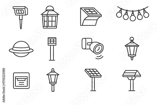 Icon light spike lighting bollard icons solar lamp vector step floating hiking