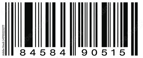 Black and White Barcode Image with Code Information, Illustrating Product Identification