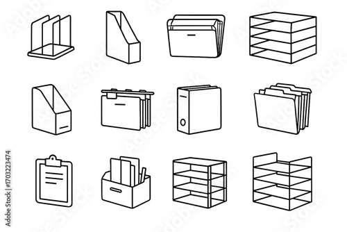 Rack folder icons file vector clipboard office binder shelf icon tray hanging