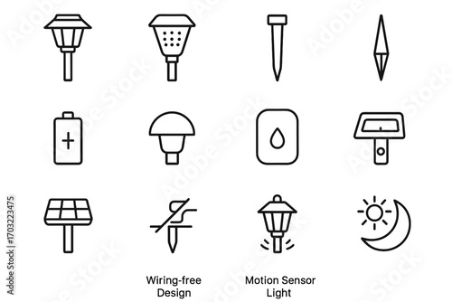 Icon mount vector lamp cover path solar diffuser light battery