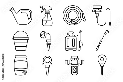 Pail head container bottle vector plant water tools watering extendable icon soil