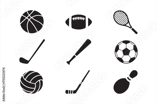 Sports icons collection featuring competition recreation and professional game tools
