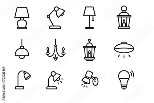 Smart lamp table desk floor vector reading lighting home light icon icons