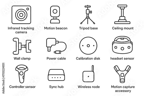Camera accessory headset power vector wireless kit tripod infrared icon sensor beacon