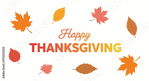 Warm wishes for a happy Thanksgiving surrounded by falling autumn leaves